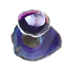 Purple Agate Tealight Holder - Silver Leafed Amethyst Crystal Lid - thumbnail 2