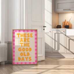 These Are The Good Old Days Print, Kitchen, Typography, New Home, Gallery Wall, Stripes, Bold Bright Funky, Pink Red, Posters, Positive, Art - thumbnail 3