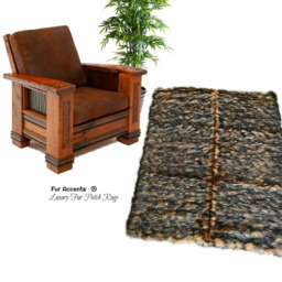 Faux Fur Area Rug - Wolverine Wolf Pieced Patchwork - thumbnail 3