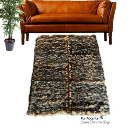 Faux Fur Area Rug - Wolverine Wolf Pieced Patchwork - thumbnail 4