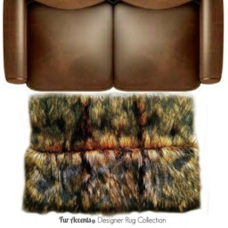 Faux Fur Area Rug - Wolverine Wolf Pieced Patchwork - thumbnail 1
