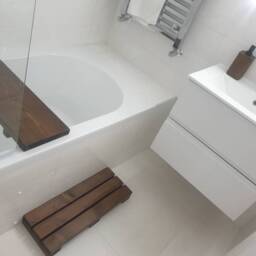 Handmade Rustic Wood Bath Caddy Freestanding Tub Tray, Over-Bath Shelf With Stoppers - thumbnail 3