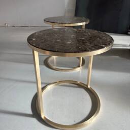 Handmade Brass Side Table Emporium Marble Top - thumbnail 4