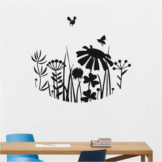 Flowers Vinyl Wall Art, Decal, Sticker, Transfer, Mural, Decor, Rent Friendly, Interior, Exterior, Full Removable, - 0955 - image 1