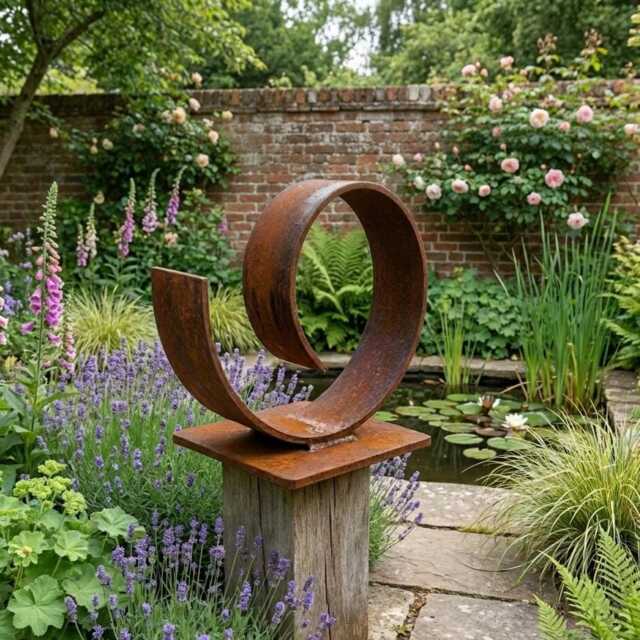 Outdoor Metal Sculpture Handcrafted Modern Art Curl Garden Decor E500 - image 1