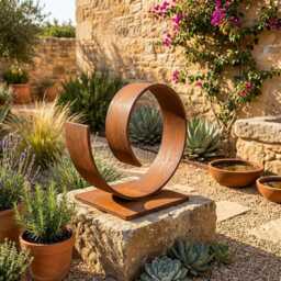 Outdoor Metal Sculpture Handcrafted Modern Art Curl Garden Decor E500 - thumbnail 4