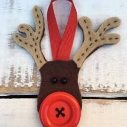 Set Of 7 Christmas Decorations, Traditional Stitched Felt Tree Ornaments - thumbnail 3