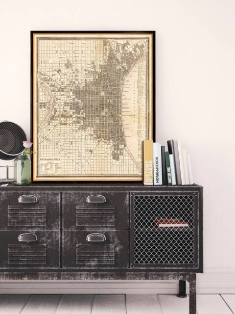 Wonderful Old Map Of Philadelphia in Sepia Tones - Wall Print On Paper Or Canvas - image 1