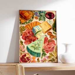 Charcuterie Poster, Kitchen France Food Print, French Wall Art, Dining Room Decor, Cheese & Meat Gift Print - thumbnail 2