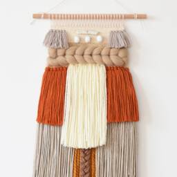 Boho Woven Wall Hanging, Chunky Wool Tapestry For Living Room Or Bedroom, Textured Fiber Art, Handmade Rustic Decor