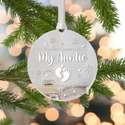 Personalised Auntie First Christmas Bauble Mirror Acrylic Keepsake - thumbnail 4