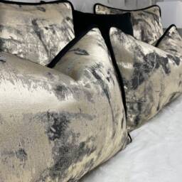 Luxury Pillow Cover, Black Piped Metallic Gold Cushion Designer Clarke & Nero Fabric - Handmade Cover-Black Home - thumbnail 3