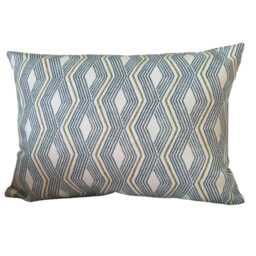 Jane Churchill Pemba Cushion Cover Blue White Geometric Cotton Linen, 16x12 Lumbar - thumbnail 2