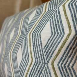 Jane Churchill Pemba Cushion Cover Blue White Geometric Cotton Linen, 16x12 Lumbar - thumbnail 3