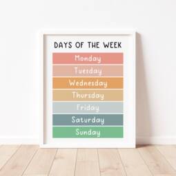 Days Of The Week Educational Print - Playroom Nursery Decor - thumbnail 1