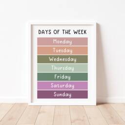 Days Of The Week Educational Print - Playroom Nursery Decor - thumbnail 2