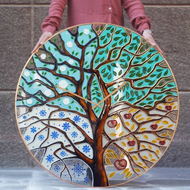 Oversized Four Seasons Tree Extra Large Wall Clock - 36 - image 1