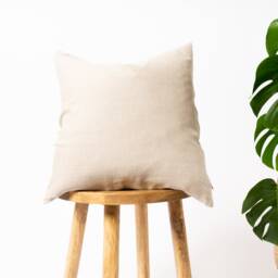 "Natural Linen Cushion Cover, Softened European Linen, Zippered 45x45cm - 18""x18" - thumbnail 3