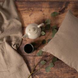 "Natural Linen Cushion Cover, Softened European Linen, Zippered 45x45cm - 18""x18" - thumbnail 2