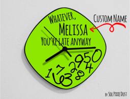 Custom Name Whatever, You're Late Anyway/Oval Green - Wall Clock
