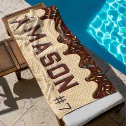 Personalized Ice Cream Drip Baseball Beach Towel For Boys, Oversized Custom Monogram Pool Towel, Kids, Vacation Gift - thumbnail 2