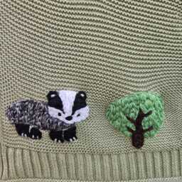 Woodland Theme Baby Name Blanket, Hand Embroidered Personalised Cotton Blanket Keepsake Heirloom Christening Gift - thumbnail 4