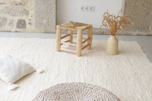 Large Handwoven Cream Rug 6.5x10 Feet, Area Rug, Bedroom Living Room Bohemian Nursery Rustic Machine Washable - image 1