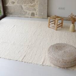 Large Handwoven Cream Rug 6.5x10 Feet, Area Rug, Bedroom Living Room Bohemian Nursery Rustic Machine Washable - thumbnail 2