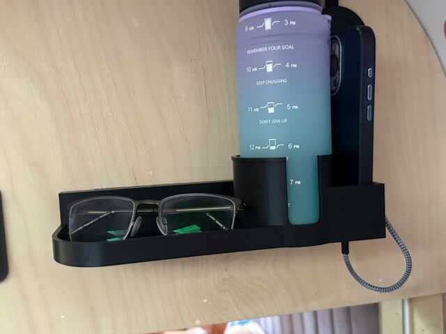 Wall-Mounted Cup & Phone Holder With Shelf - Bedside, Desk, Motorhome Or Campervan Storage - image 1