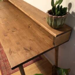 Bespoke Handmade Wooden Table/Desk. 180 X 60cm Industrial, Tapered Legs. Dark, Two Tire, Shelf, Monitors Stand, Computer Desk, Solid Wood - thumbnail 2