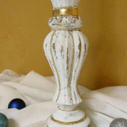 Rhinestone Shabby Chic Candle Holder/Upstairsataliceanns - thumbnail 3