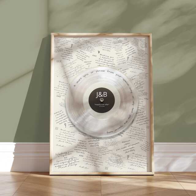 Custom Vinyl Record Wall Art Print, Alternative Guest Book Wedding, Birthday, Bridal Party, Anniversary Valentines Gifts For Him & Her - image 1