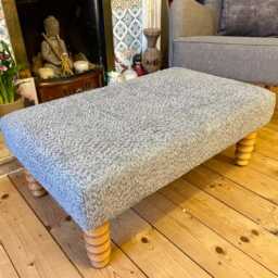 Handmade Boucl?? Footstool Modern Scandi Upholstered Ottoman Bench - Large Foot Rest - thumbnail 2