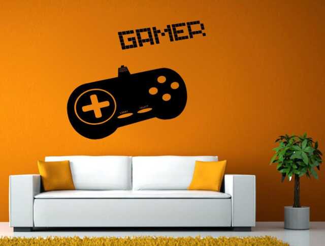 Gamer Joystick Remote Controller Video Games Play Wall Stickers Decals Vinyl Mural Decor Art L2141 - image 1