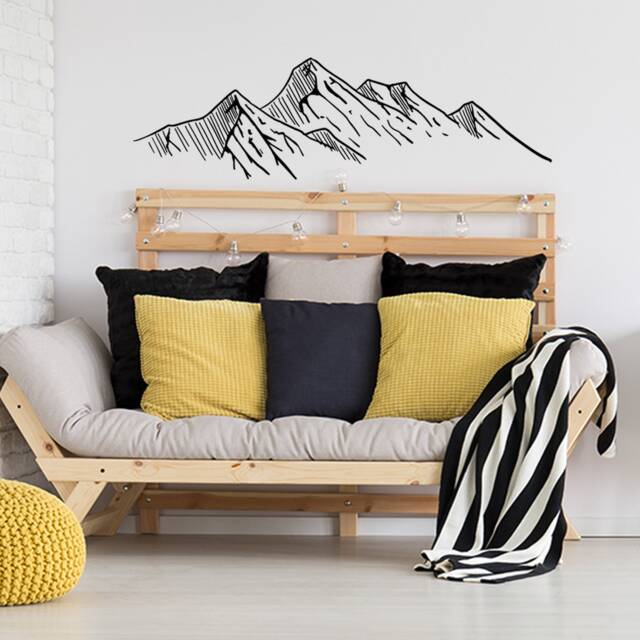 Mountain Silhouette Sticker - Laptop Art Car Stickers Wall Vinyl Decal Mural Decor Peel & Stick Mountains Peak Hills Decals Cutting - image 1