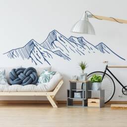 Mountain Silhouette Sticker - Laptop Art Car Stickers Wall Vinyl Decal Mural Decor Peel & Stick Mountains Peak Hills Decals Cutting - thumbnail 4