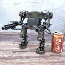 Robot Phone Holder Scrap Metal Sculpture, Desk Business Card Display, Father's Day Gifts - thumbnail 2