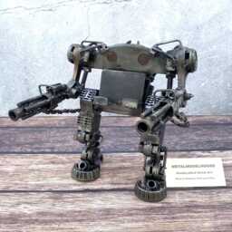 Robot Phone Holder Scrap Metal Sculpture, Desk Business Card Display, Father's Day Gifts - thumbnail 4