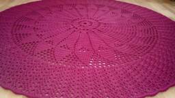 Handmade Cotton Crochet Round Rug, Doily Design - thumbnail 1