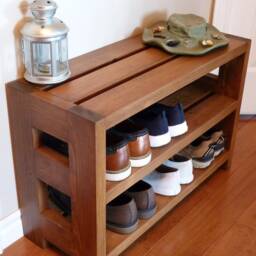 30 Inches Rustic Shoe Rack 3 Levels, Storage, Organizer, Cabinet, Wood - thumbnail 2