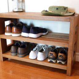 30 Inches Rustic Shoe Rack 3 Levels, Storage, Organizer, Cabinet, Wood - thumbnail 3