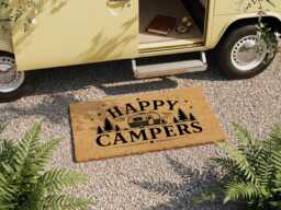 Happy Campers Doormat - Camping Gift Caravan Welcome Mat - thumbnail 1