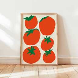 Tomato Art Print, Retro Abstract Kitchen Wall Decor - thumbnail 1