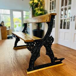 Awn Pugin Gothic Revival Garden Bench, Elm Wood - thumbnail 3