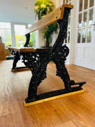 Awn Pugin Gothic Revival Garden Bench, Elm Wood - thumbnail 1