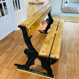 Awn Pugin Gothic Revival Garden Bench, Elm Wood - thumbnail 2