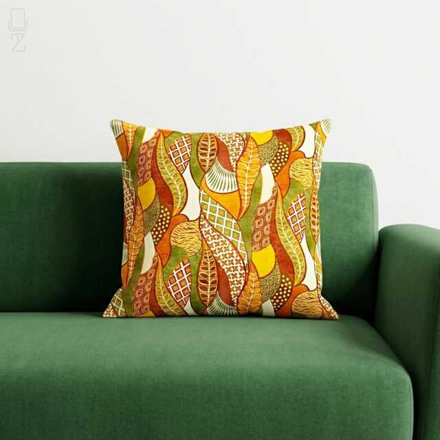 Retro Mid Century Modern Cushion Cover Abstract Leaf Pattern Boho Colorful Double Sided Pillow - image 1
