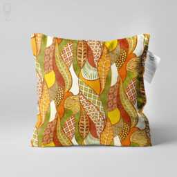 Retro Mid Century Modern Cushion Cover Abstract Leaf Pattern Boho Colorful Double Sided Pillow - thumbnail 2