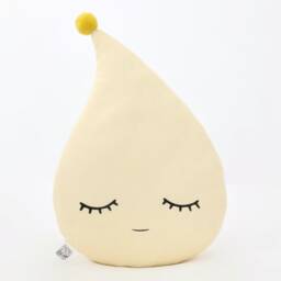 Soft Yellow Raindrop Cushion With Pompom For Nursery Decor, Baby Shower Gift Idea Dreamy Pillow Gender Neutral Sky Kids Room Infant Bed - thumbnail 4