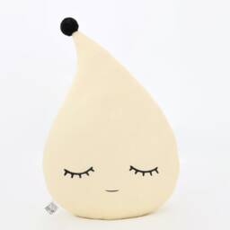 Soft Yellow Raindrop Cushion With Pompom For Nursery Decor, Baby Shower Gift Idea Dreamy Pillow Gender Neutral Sky Kids Room Infant Bed - thumbnail 3